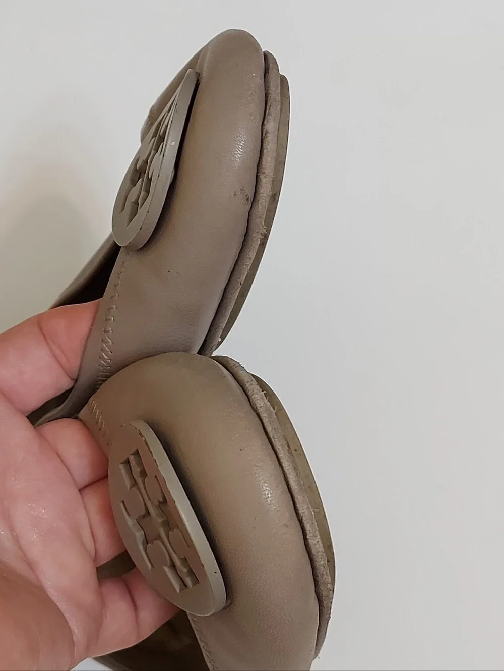Tory Burch Mushroom Leather Logo Ballet Flats